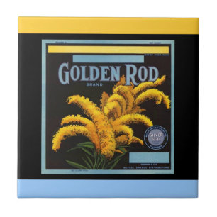 Vintage-Goldene-Stange-Orange-Kistenetikett-Akzent Fliese