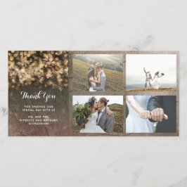 Vintage goldene Streichellichter rustikale Holzhoc Dankeskarte