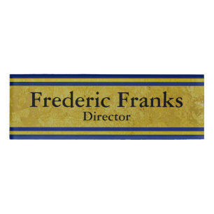 Vintage goldene Streifen - dunkelblau + Ihre Ideen Namenschild
