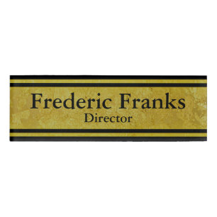 Vintage goldene Streifen - Schwarzes + Ihre Ideen Namenschild