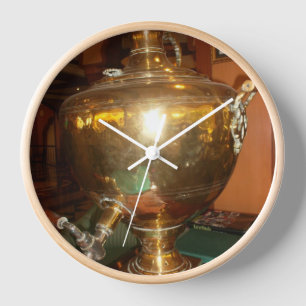 Vintage Goldene Teekanne Wandkunst & Druck Uhr
