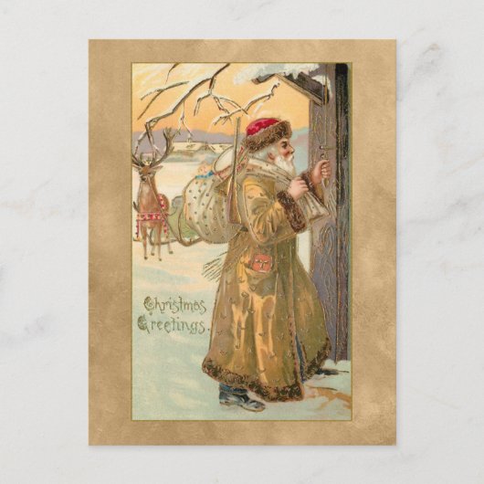 Vintage goldene Weihnachten im Schnee Postkarte (Vorderseite)