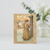 Vintage goldene Weihnachten im Schnee Postkarte (Stehend Vorderseite)