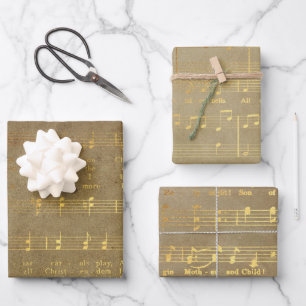 Vintage goldene Weihnachtsnoten Geschenkpapier Set