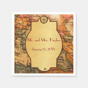 Vintage Goldene Weltreise Serviette
