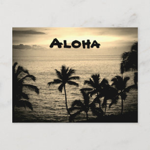 Vintage Goldener Hawaiianischer Sonnenuntergang Postkarte