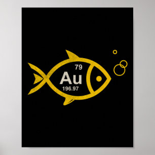 Vintage Goldfisch chemisches Element Au Angel Chem Poster