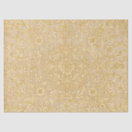 Vintage Goldflormedaille Dekoupage Verziert Seidenpapier (Vorderseite)