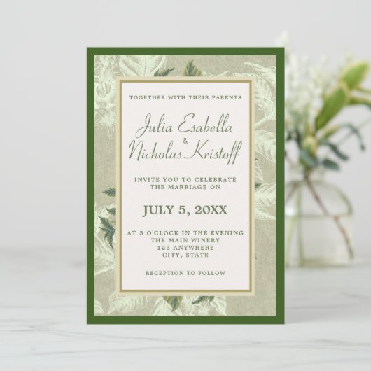 Vintage Goldfolie Einladung (Stehend Vorderseite)