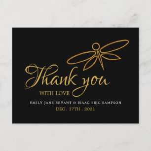 Vintage Goldfolie Libelle Hochzeit Danke Postkarte
