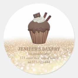 Vintage Goldglatter, hausgemachte Kuchen und Süßig Runder Aufkleber