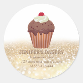 Vintage Goldglatter, hausgemachte Kuchen und Süßig Runder Aufkleber