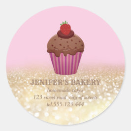 Vintage Goldglatter, hausgemachte Kuchen und Süßig Runder Aufkleber