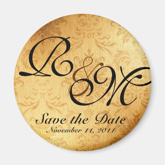 Vintage Goldhochzeit speichern das Datum Magnet (Vorne)