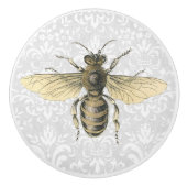 Vintage Goldkönigin Bee & Light Blue Filigree Keramikknauf (Vorderseite)