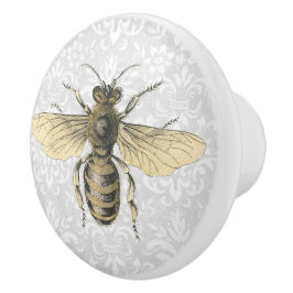 Vintage Goldkönigin Bee & Light Blue Filigree Keramikknauf