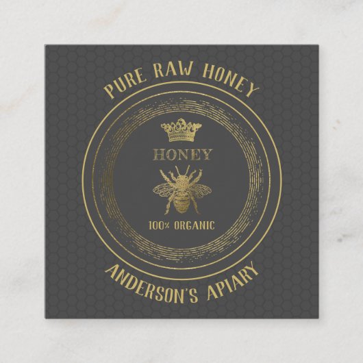 Vintage Goldkrone/Bienenfarm Quadratische Visitenkarte (Vorderseite)