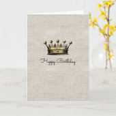 Vintage Goldkrone Royal Linen Chic Geburtstag Karte (Gelbe Blume)