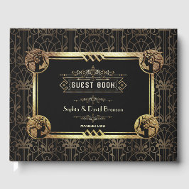 Vintage Goldkunst Deco Great Gatsby Style Wedding Gästebuch