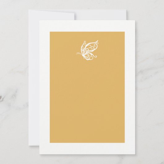 Vintage Goldmedaille-Glitzer-Butterfly-Hochzeit Einladung (Rückseite)