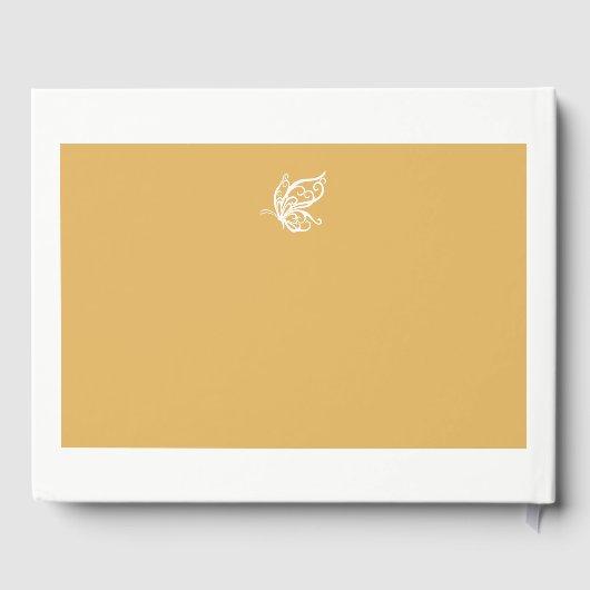 Vintage Goldmedaille-Glitzer-Butterfly-Hochzeit Gästebuch (Rückseite)