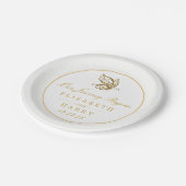 Vintage Goldmedaille-Glitzer-Butterfly-Hochzeit Pappteller (Schrägansicht)