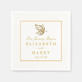 Vintage Goldmedaille-Glitzer-Butterfly-Hochzeit Serviette