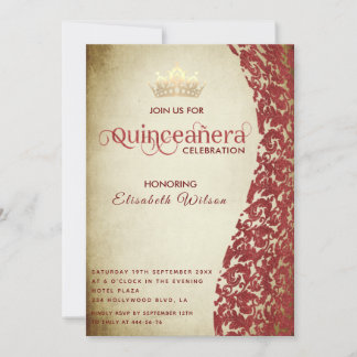 Vintage Goldmedaille Tiara Quinceañera Einladung