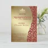 Vintage Goldmedaille Tiara Quinceañera Einladung (Stehend Vorderseite)