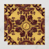 Vintage Goldmedaille und tiefer Roter Glitzer Einladung (Vorne/Hinten)