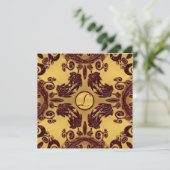 Vintage Goldmedaille und tiefer Roter Glitzer Einladung (Stehend Vorderseite)