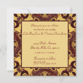 Vintage Goldmedaille und tiefer Roter Glitzer Einladung (Rückseite)