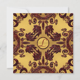 Vintage Goldmedaille und tiefer Roter Glitzer Einladung