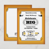 Vintage GoldPlaybill Geburtstags-Party Einladung (Vorne/Hinten)