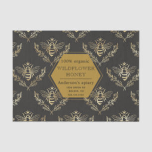 Vintage Goldqueen Bee Apiary Monogram Seidenpapier