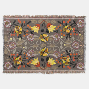 Vintage Goldrolle Gelbe Blumen Bronze Blumen Decke