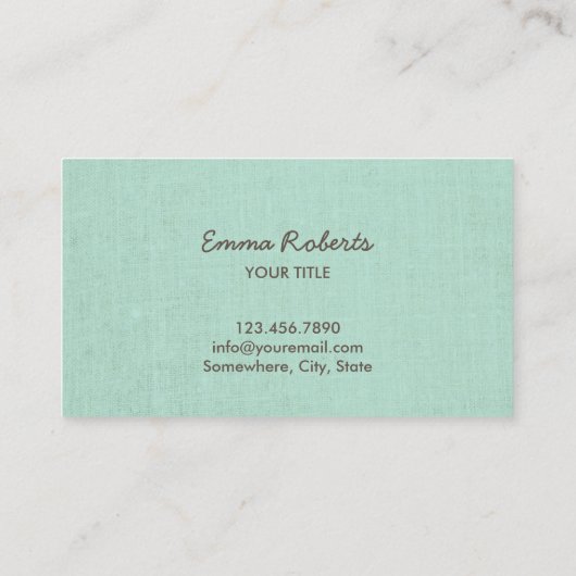 Vintage Goldschmetterlinge Elegante Grüne Linen Visitenkarte (Rückseite)