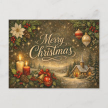 Vintage Goldschrift Winter Merry Christmas 