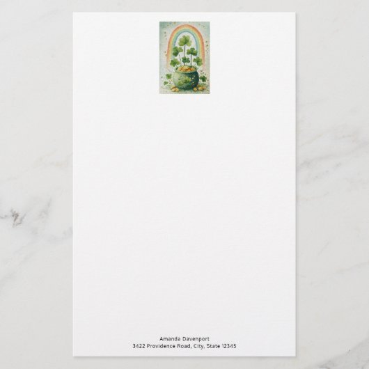 Vintage Goldtopf und Regenbogen Briefpapier (Vorderseite)