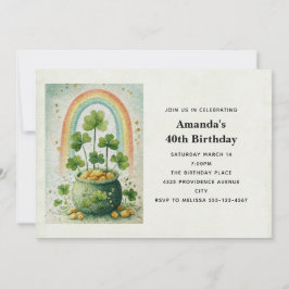 Vintage Goldtopf und Regenbogen-Geburtstag Einladung