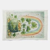 Vintage-Goldtopf und Regenbogen Geschirrtuch (Horizontal)