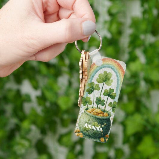 Vintage-Goldtopf und Regenbogen Schlüsselanhänger (Hand)