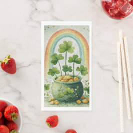 Vintage Goldtopf und Regenbogen Serviette