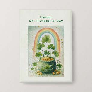 Vintage Goldtopf und Regenbogen St. Patrick's Button