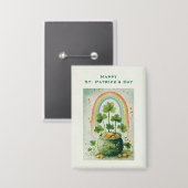 Vintage Goldtopf und Regenbogen St. Patrick's Button (Vorderseite/Rückseite)