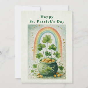Vintage Goldtopf und Regenbogen zum St. Patrick's  Feiertagskarte