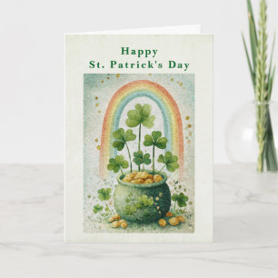 Vintage Goldtopf und Regenbogen zum St. Patrick's  Feiertagskarte