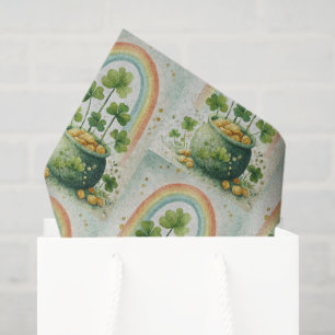 Vintage-Goldtopf und Regenbogenmuster Seidenpapier