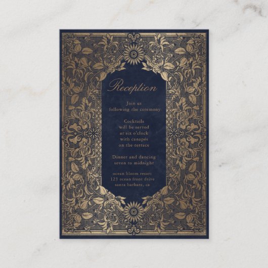 Vintage goldverzierte Empfang-Abschlusskarte Begleitkarte (Vorderseite)