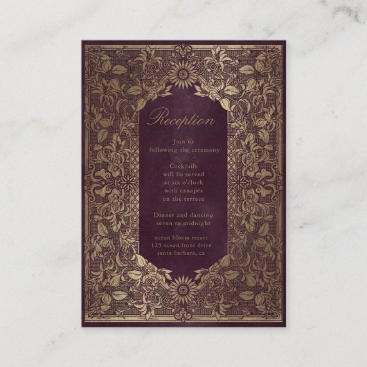 Vintage goldverzierte Empfang-Abschlusskarte Begleitkarte (Vorderseite)